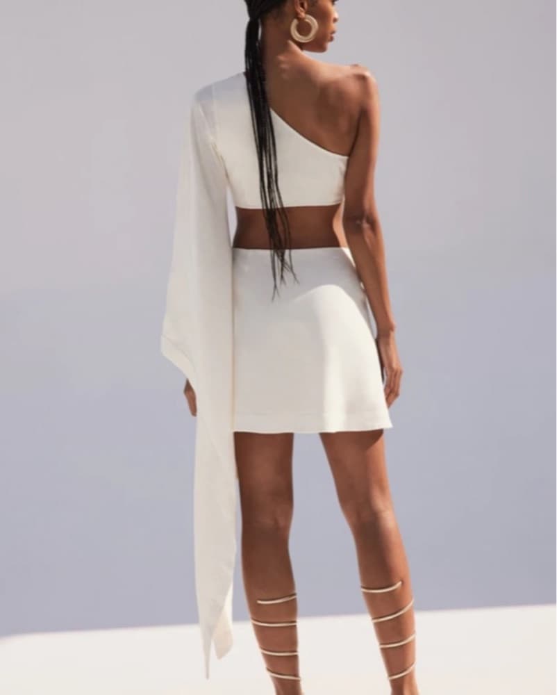 Cult Gaia Linen Asymmetric Dress - Image 4