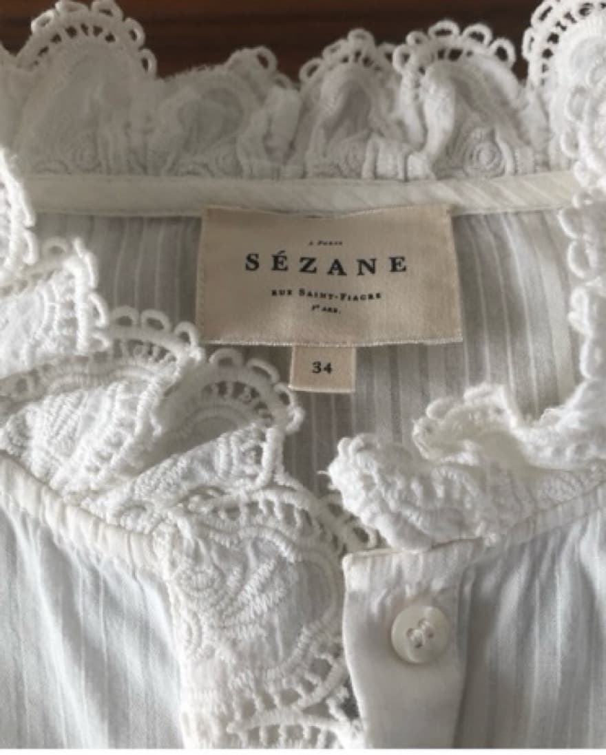 Sezane Scalloped White Victorian Blouse - Image 5