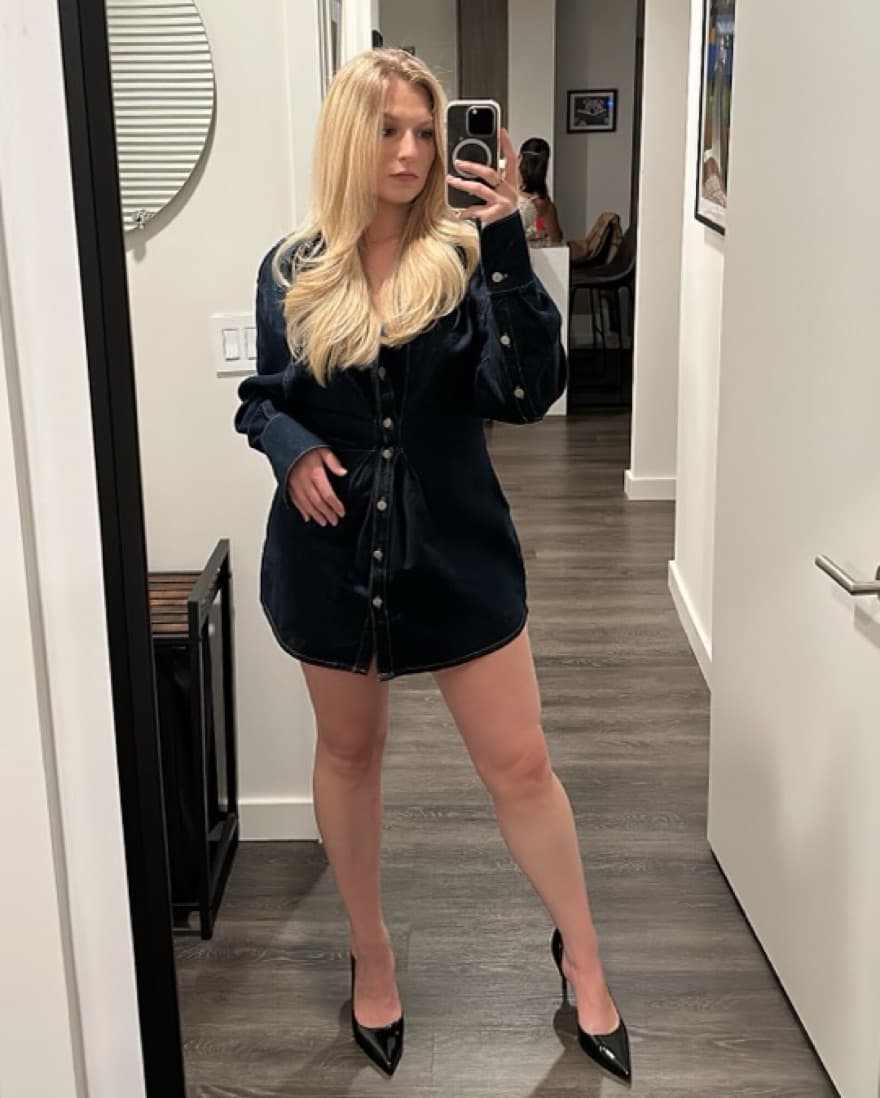 Denim Mini Buttondown Dress - Image 1
