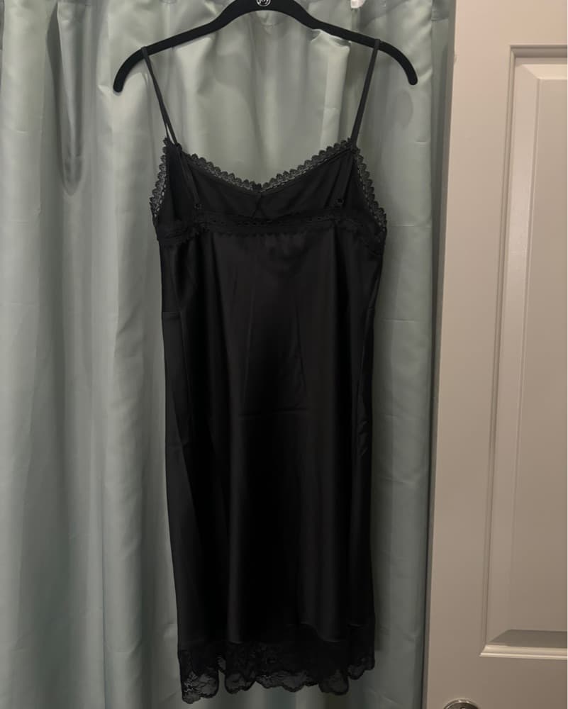 Black Silk Lace Mini Dress - Image 3