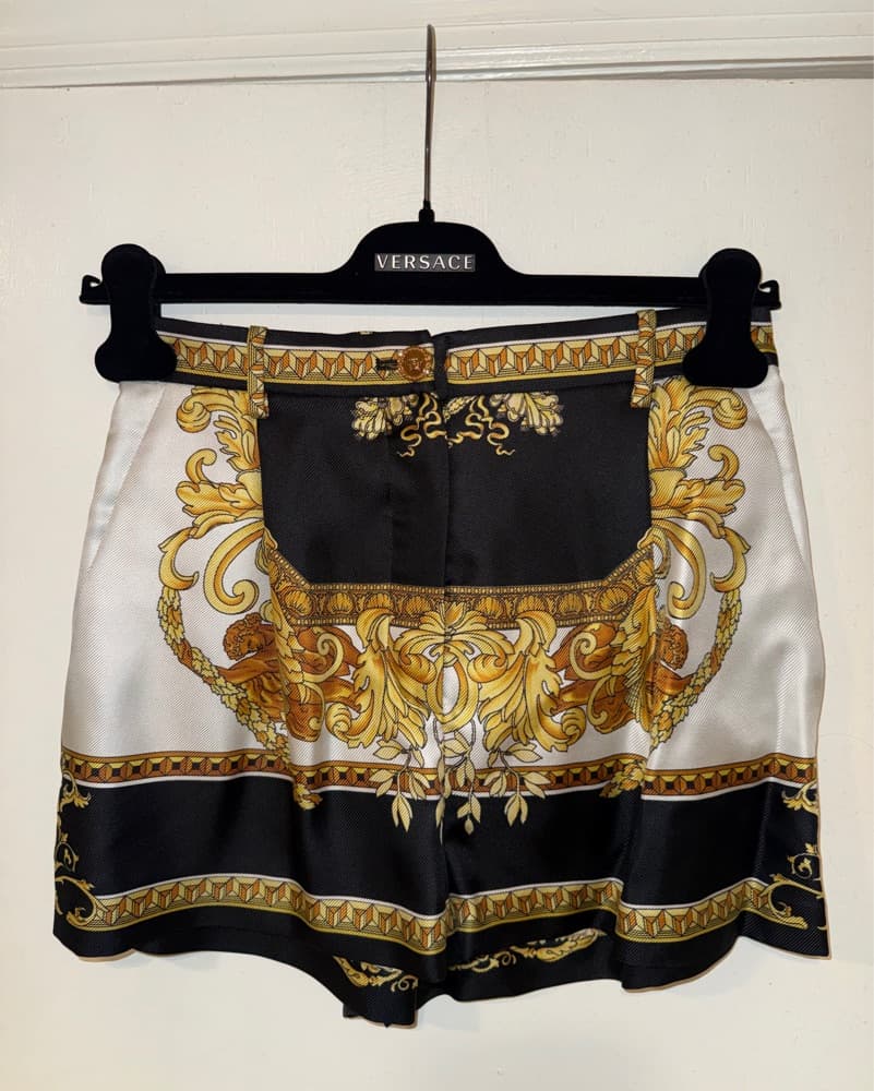 Versace Black And Gold Baroque Shorts - Image 1
