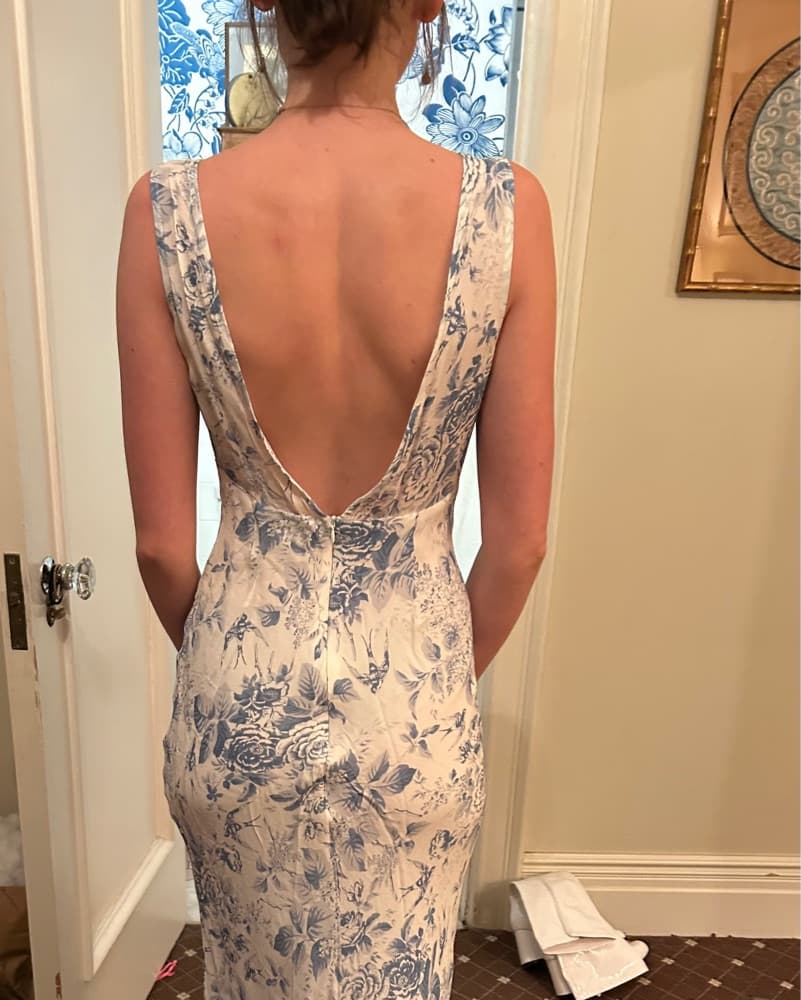 White Floral Midi Dress - Image 3