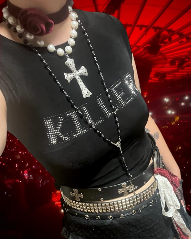 Killer Bedazzled Lip Service Black Top - Image 2