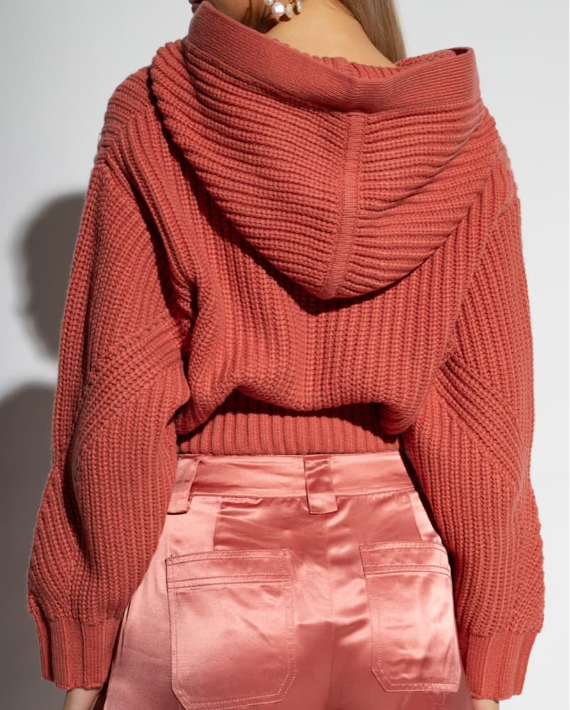 Cult Gaia Cut Out Knit Sweater With Hood - Image 2