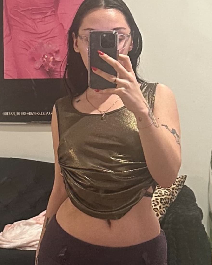 Brown / Gold Metallic Vintage Top - Image 3
