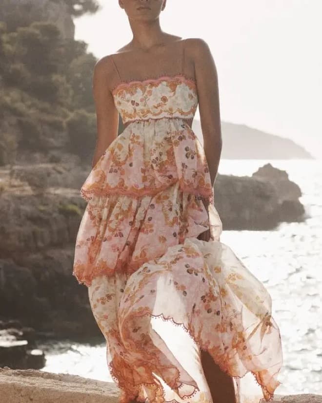  ZIMMERMANN Laurel Frill Maxi Dress 0P - Image 5