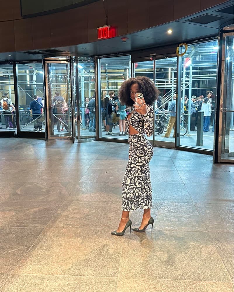 AFRM White/Black Chic Floral Midi Dress  - Image 2
