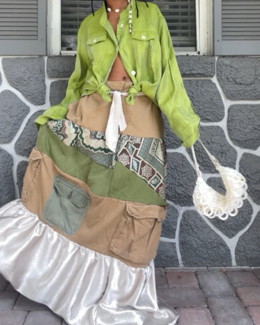 Upcycled Cargo maxi Skirt  - Image 3