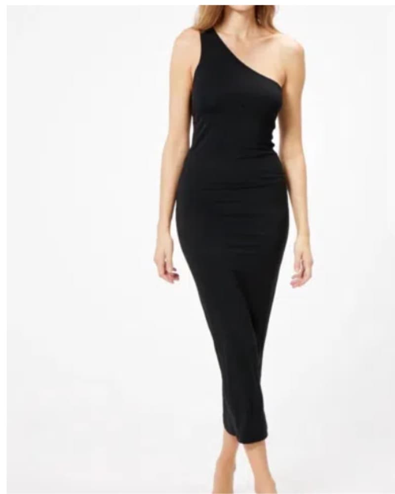 Navy One Shoulder Mini Dress - Image 2