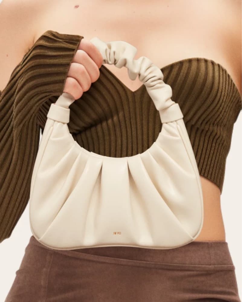 Gabbi Ruched Hobo Handbag - Ivory - Image 1