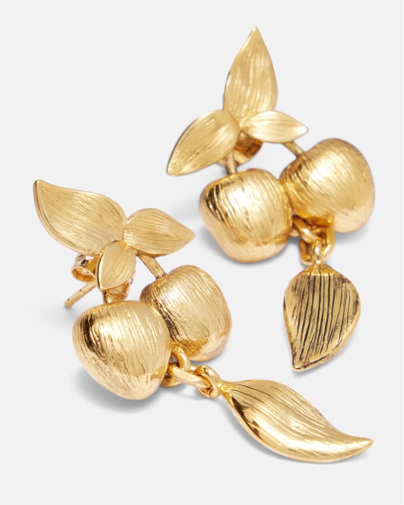 Saint Laurent Gold Cherry Drop Earrings - Image 4
