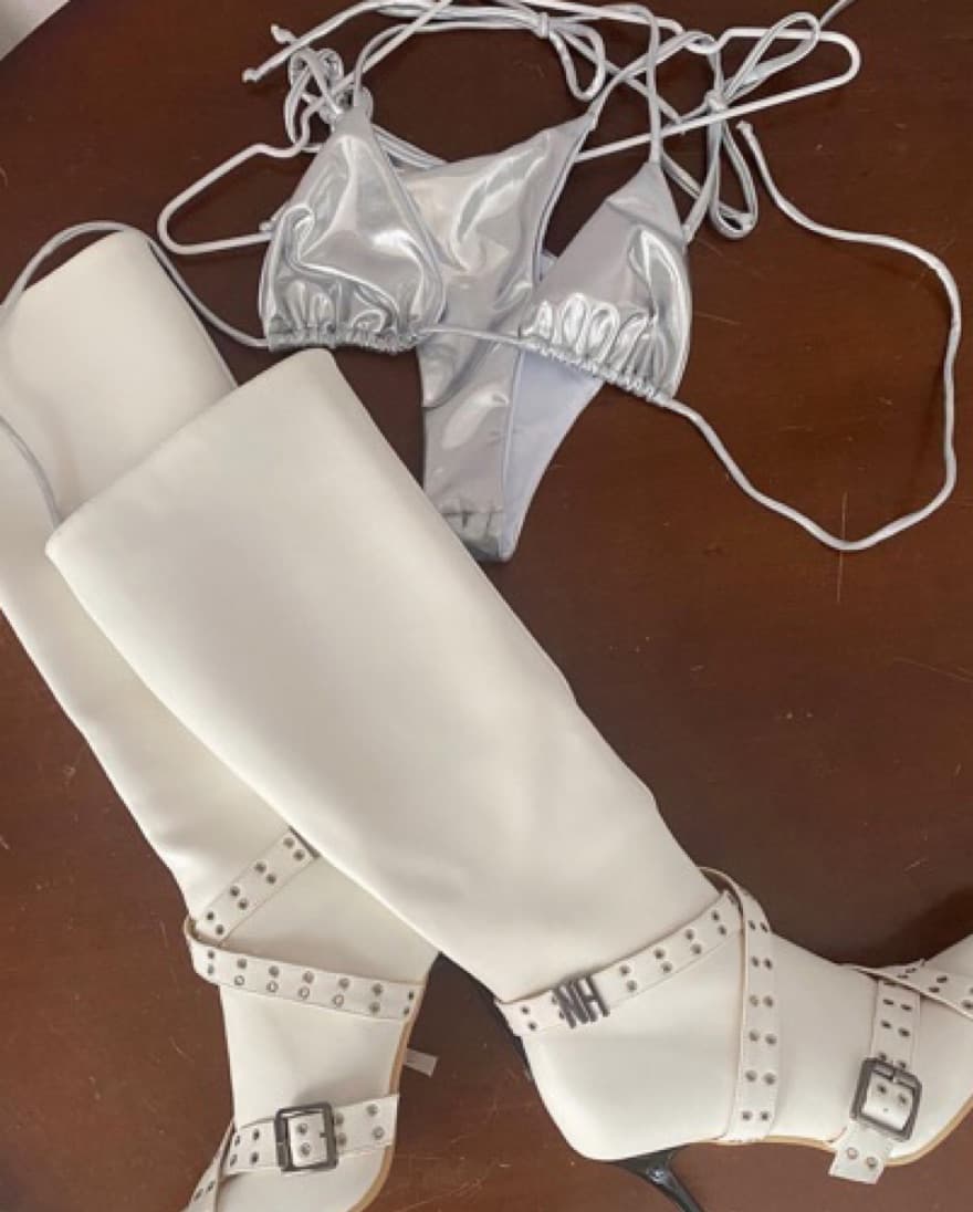 Nii Hai White Tall Leather Boots  - Image 3