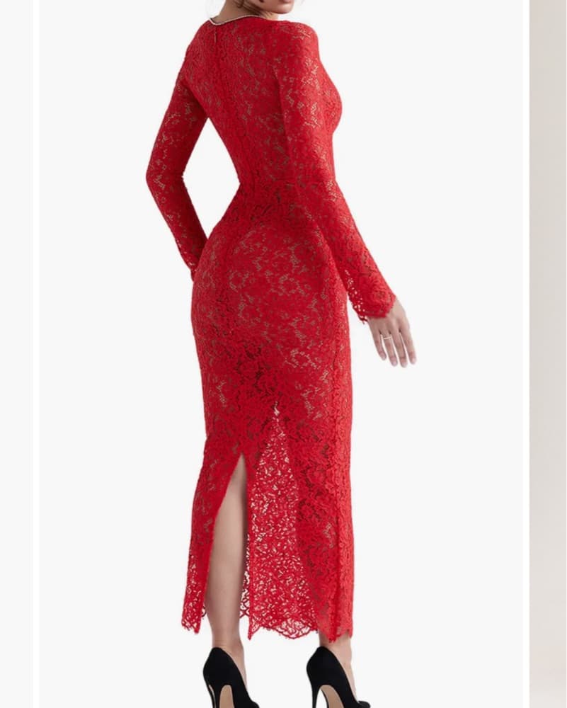 Red lace House of CB dress - Image 2