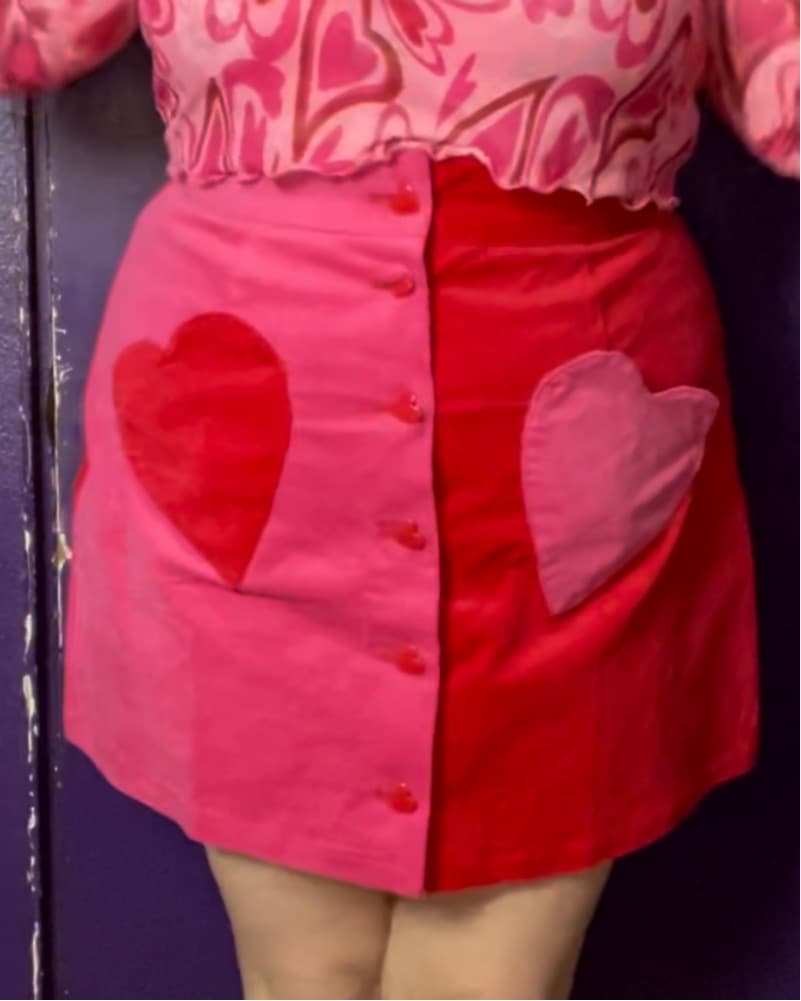 Valentine Pink And Red Heart Mini Skirt - Image 2