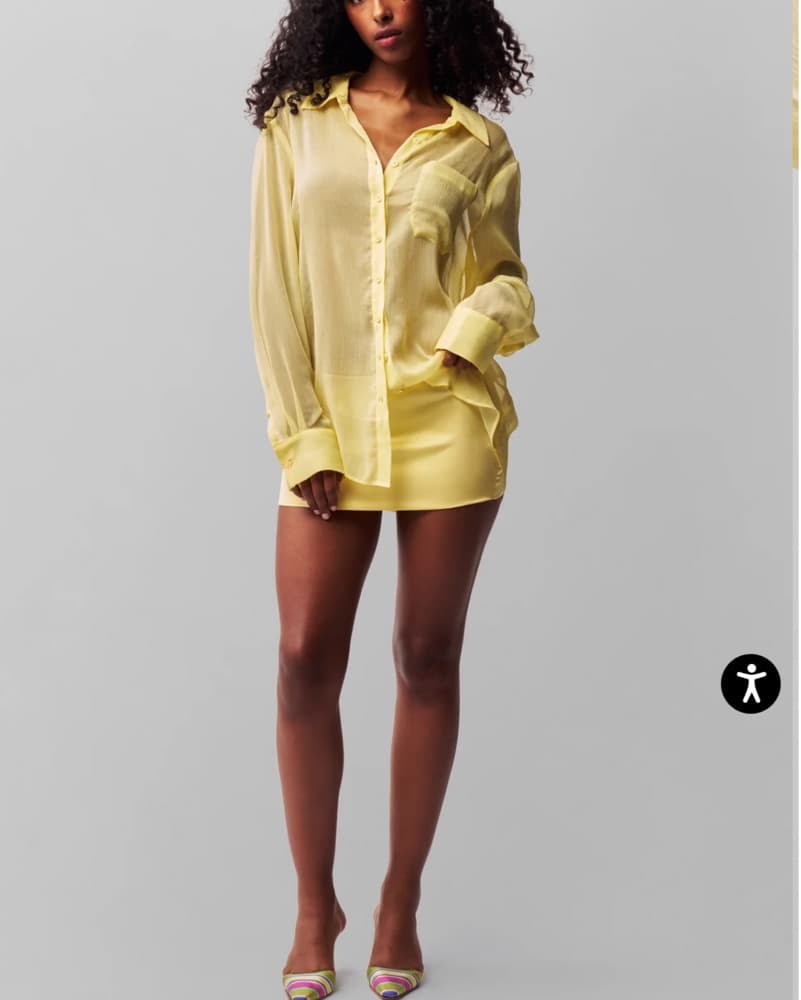 Guizio Satin Mini Skirt Pale Yellow  - Image 3