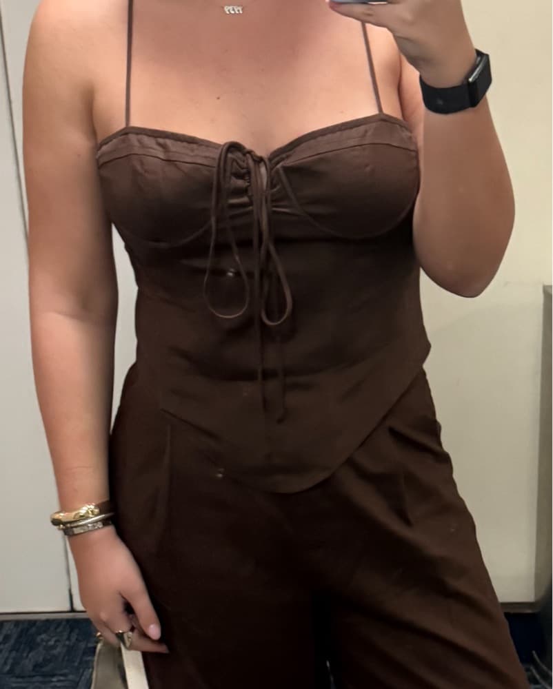 Chic Brown twopice with Tie Waist - Image 2