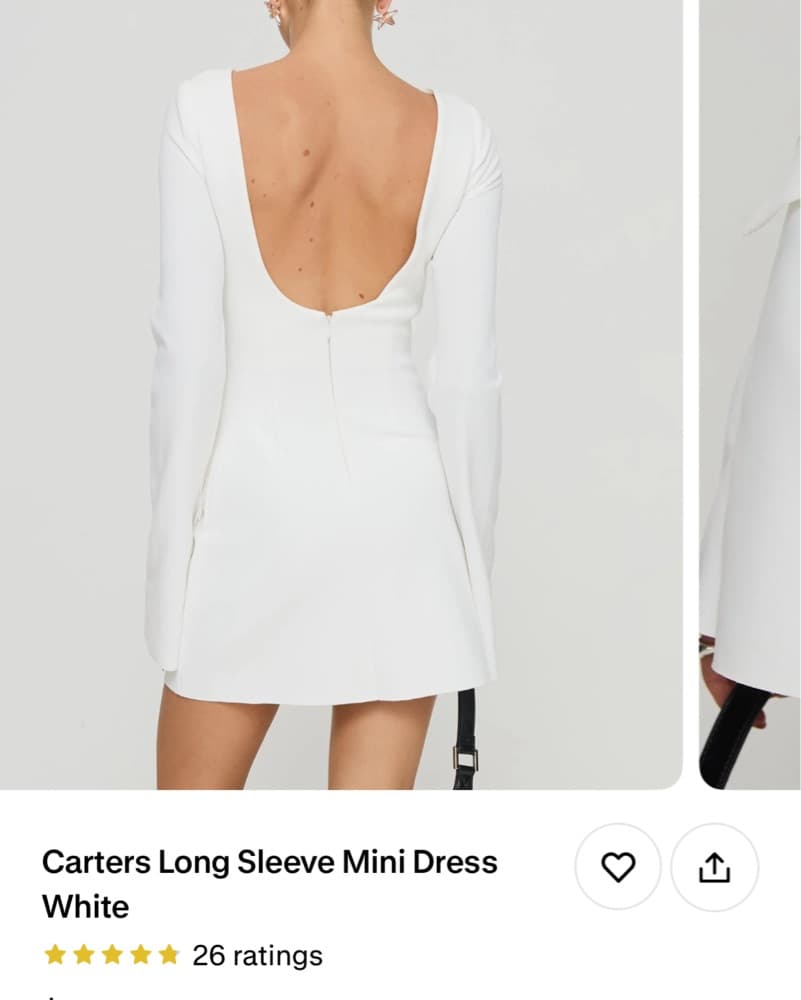 Chic White Long Sleeve Mini Dress - Image 3