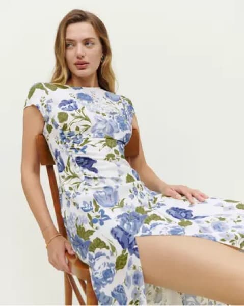 Floral Midi Dress with Slit. Reformation - Image 3