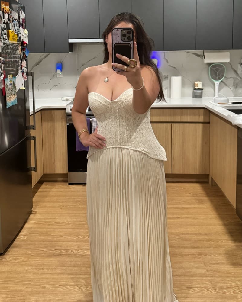 Lace Corset Pleated Maxi Dress - Image 6