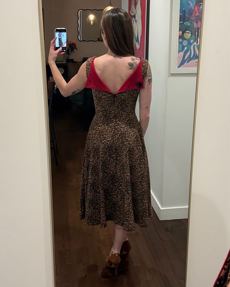 Vintage Bettie Page Leopard Midi Dress - Image 5