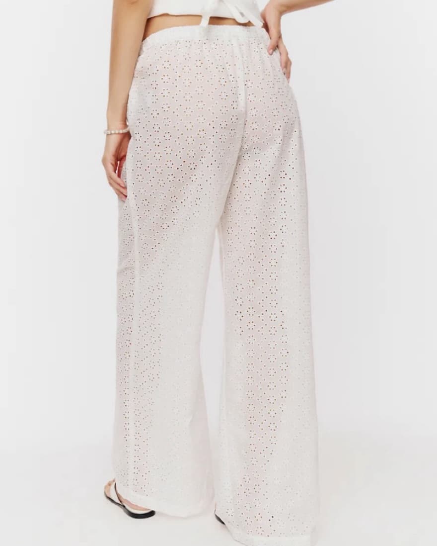 Reformation Olina White Eyelet Pants - Image 3