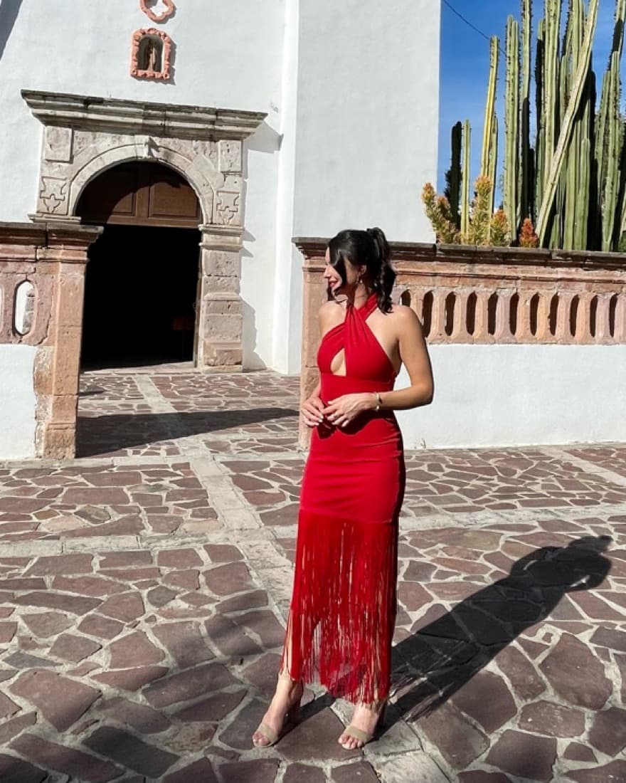 Alice & Olivia Red Fringe Sample Dress - Image 1