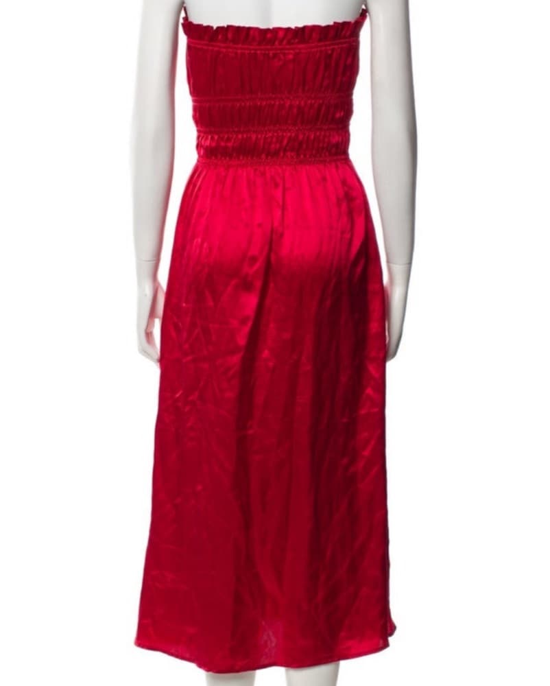 Reformation 100% Silk Red Midi Dress  - Image 4