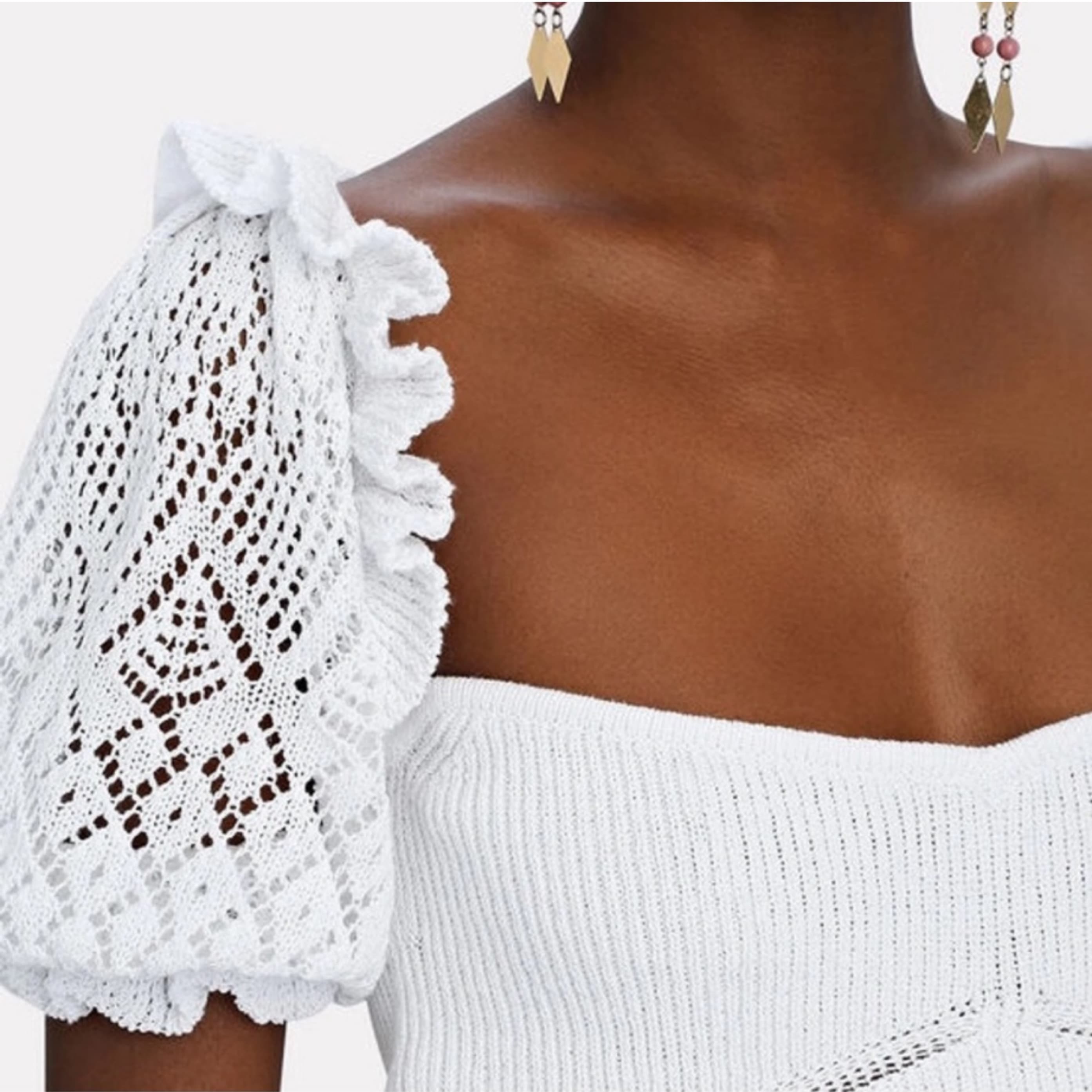 Intermix Bonnie Lace Puff Sleeve Ribbed  - Image 3