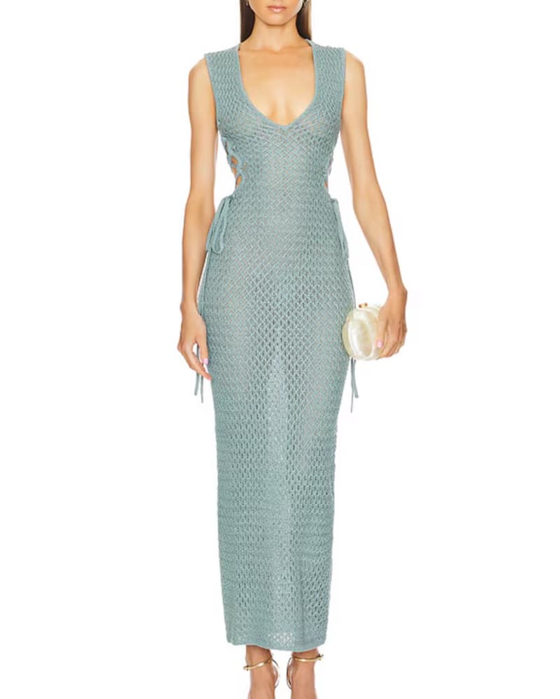 Michael Costello Kyle Maxi Dress in Teal - Image 1