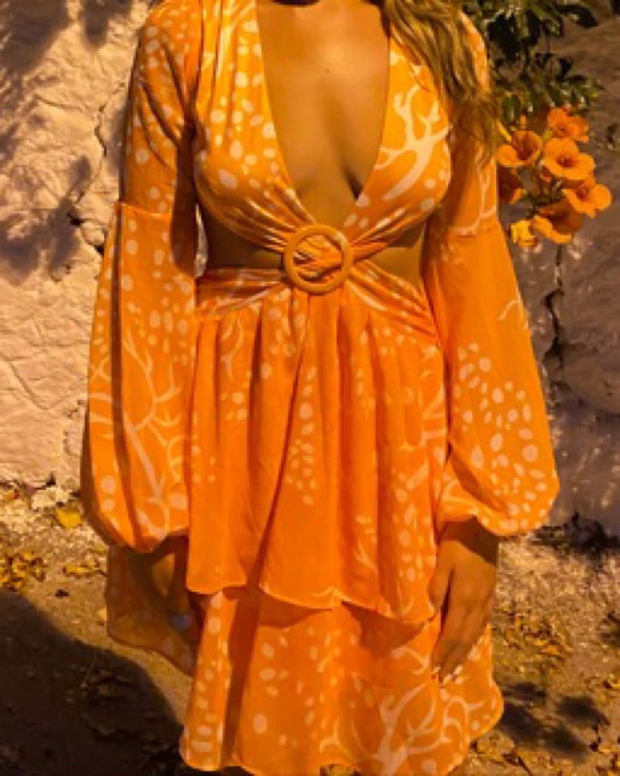 Orange O Ring Cut Out Dress - Image 1