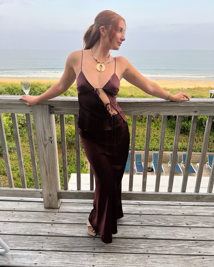 brown silk set - Image 1