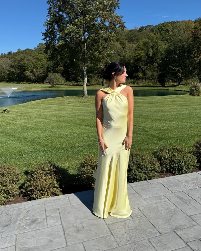 Yellow Scarf Backless Maxi Dress - Image 1