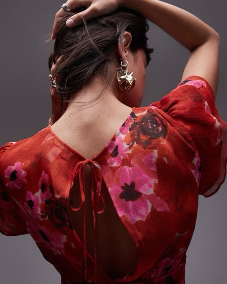 Floral Flutter Sleeve Maxi Dress - Image 4