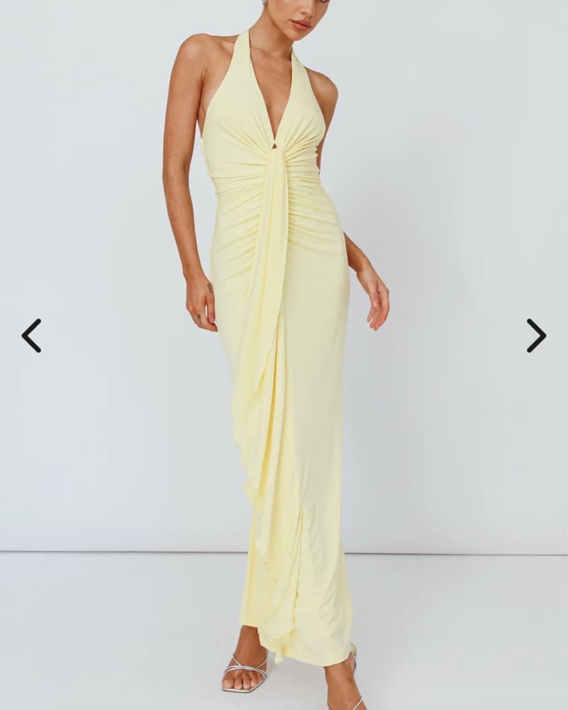 Light Yellow Halterneck Maxi Dress - Image 1