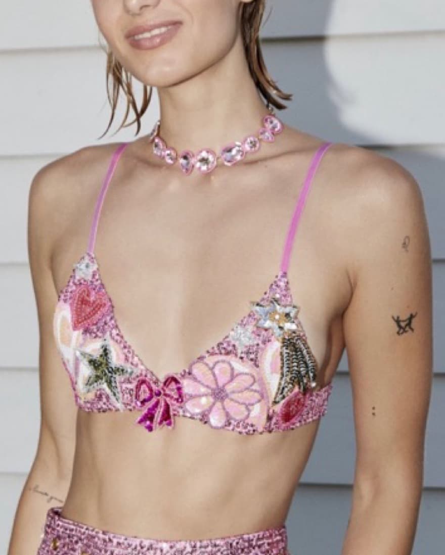 eastnwest label pink sequin bralette - Image 1