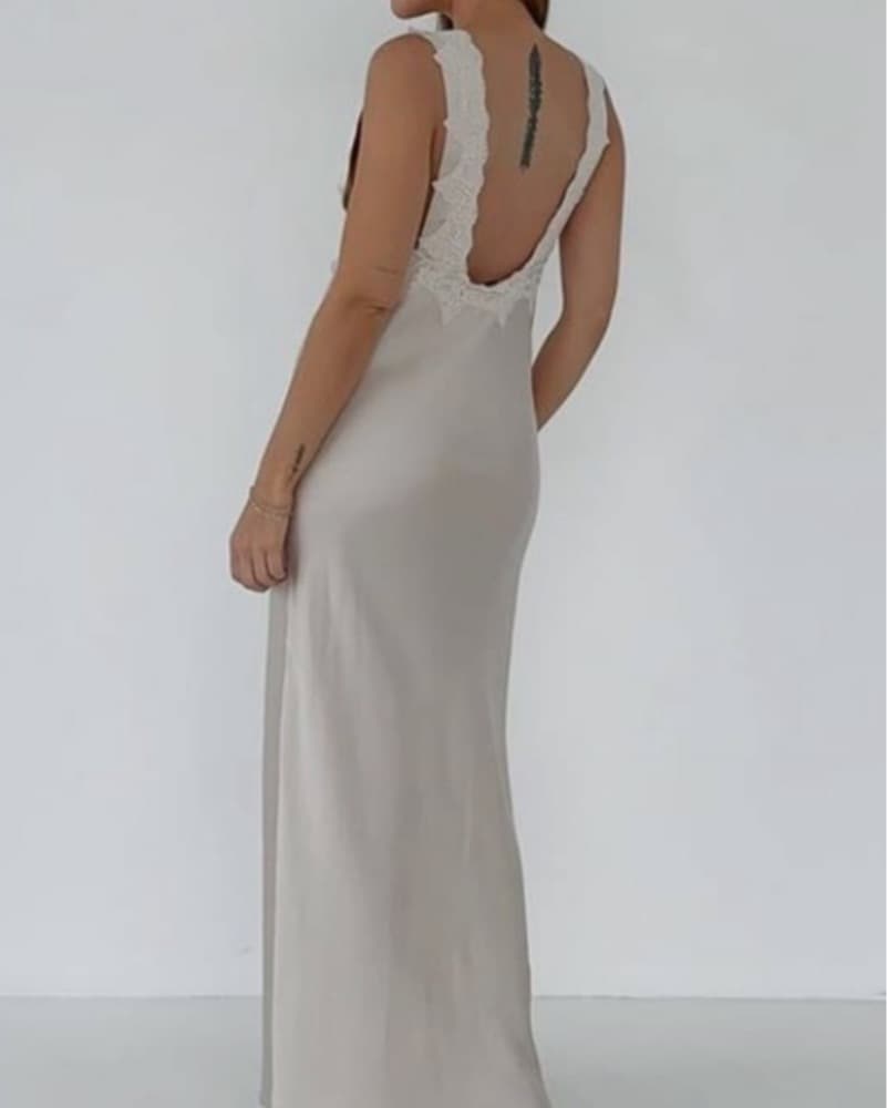 Elegant Lace-Trimmed Maxi Dress - Image 2