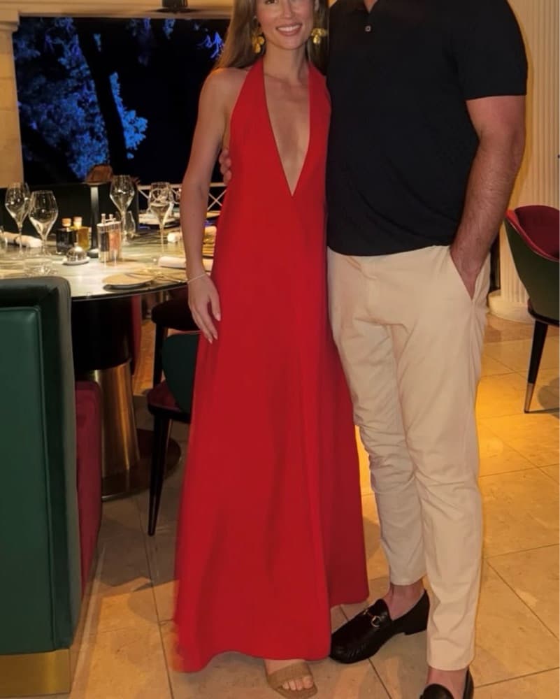 Red Low Back Halter Resort Dress Zara - Image 1