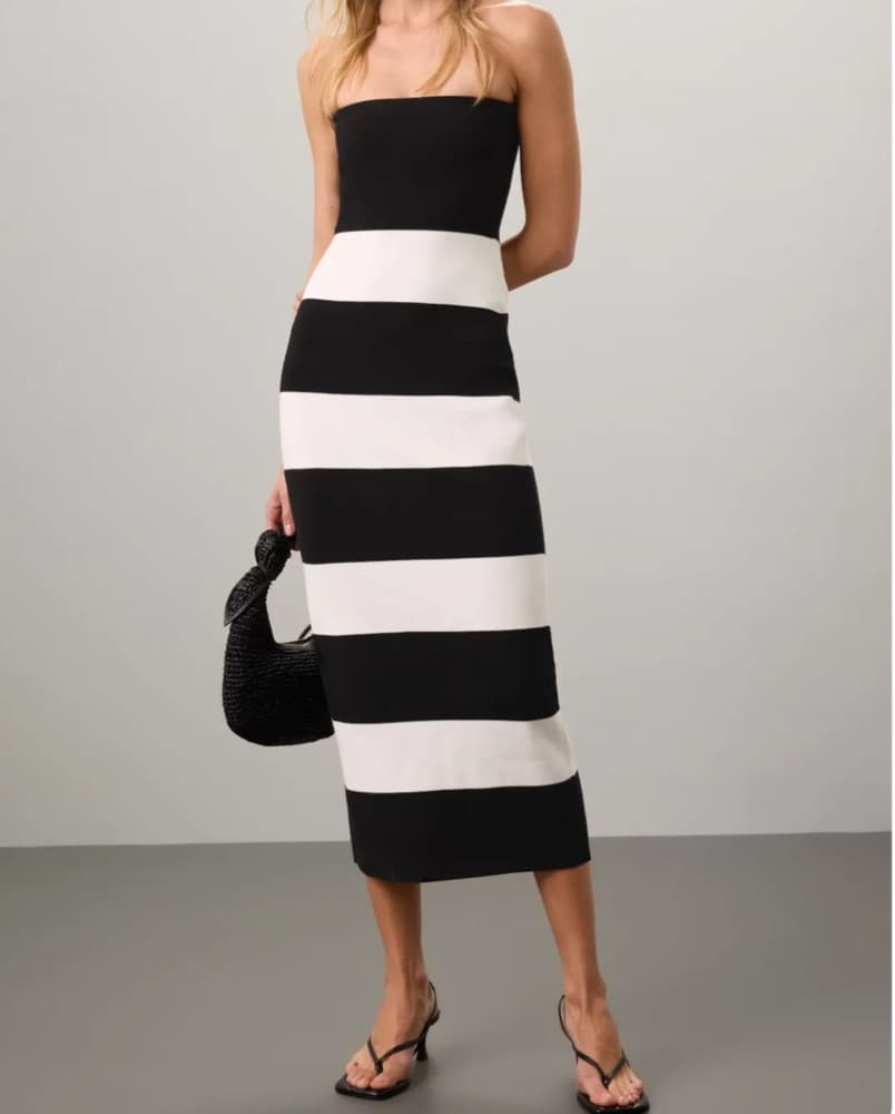 Club Monaco Striped Strapless Dress - Image 1