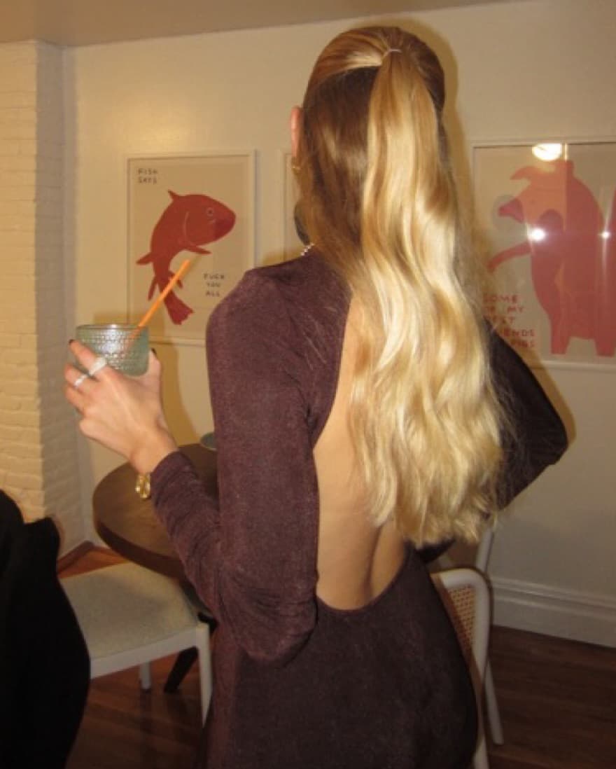Maxi Brown Knit Dress With Open Back - Image 2