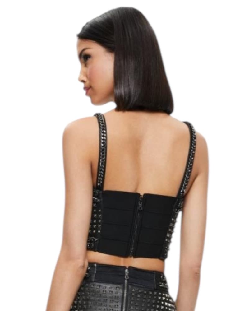 Alice + Olivia Leather Stud Crop Top - Image 6