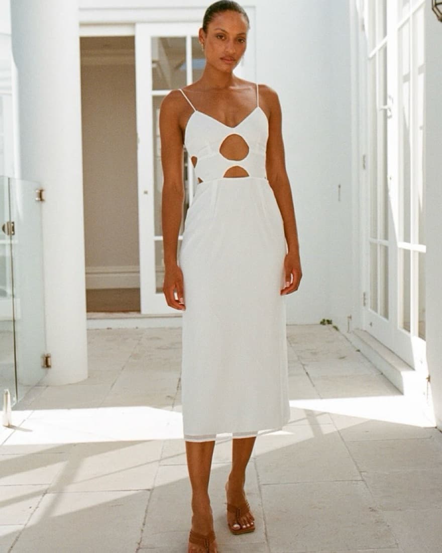 White Cutout Maxi Dress - Image 3