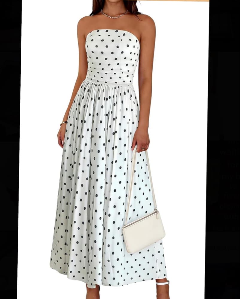 Polka Dot Strapless Dress - Image 1