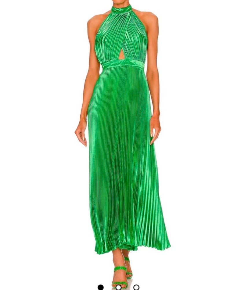 Renaissance Midi Dress in Bright Green - Image 1