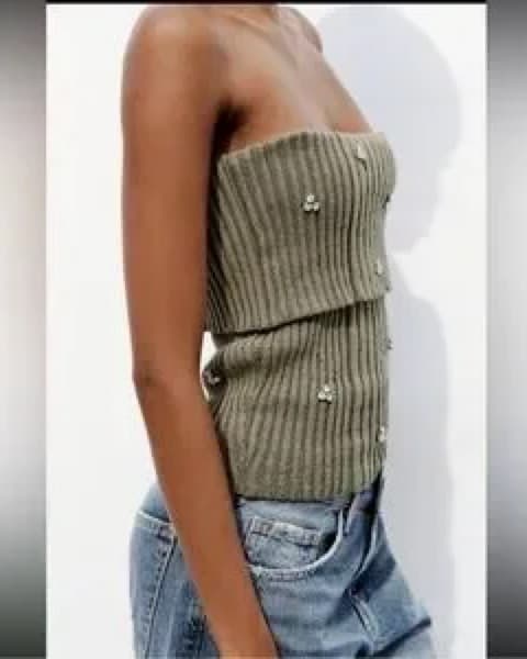 Zara Jeweled Off The Shoulder/Tube Top - Image 5