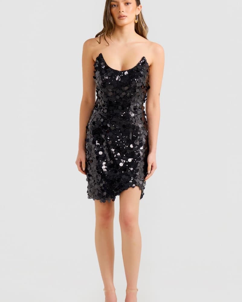 Black Sequin Mini Dress  - Image 2