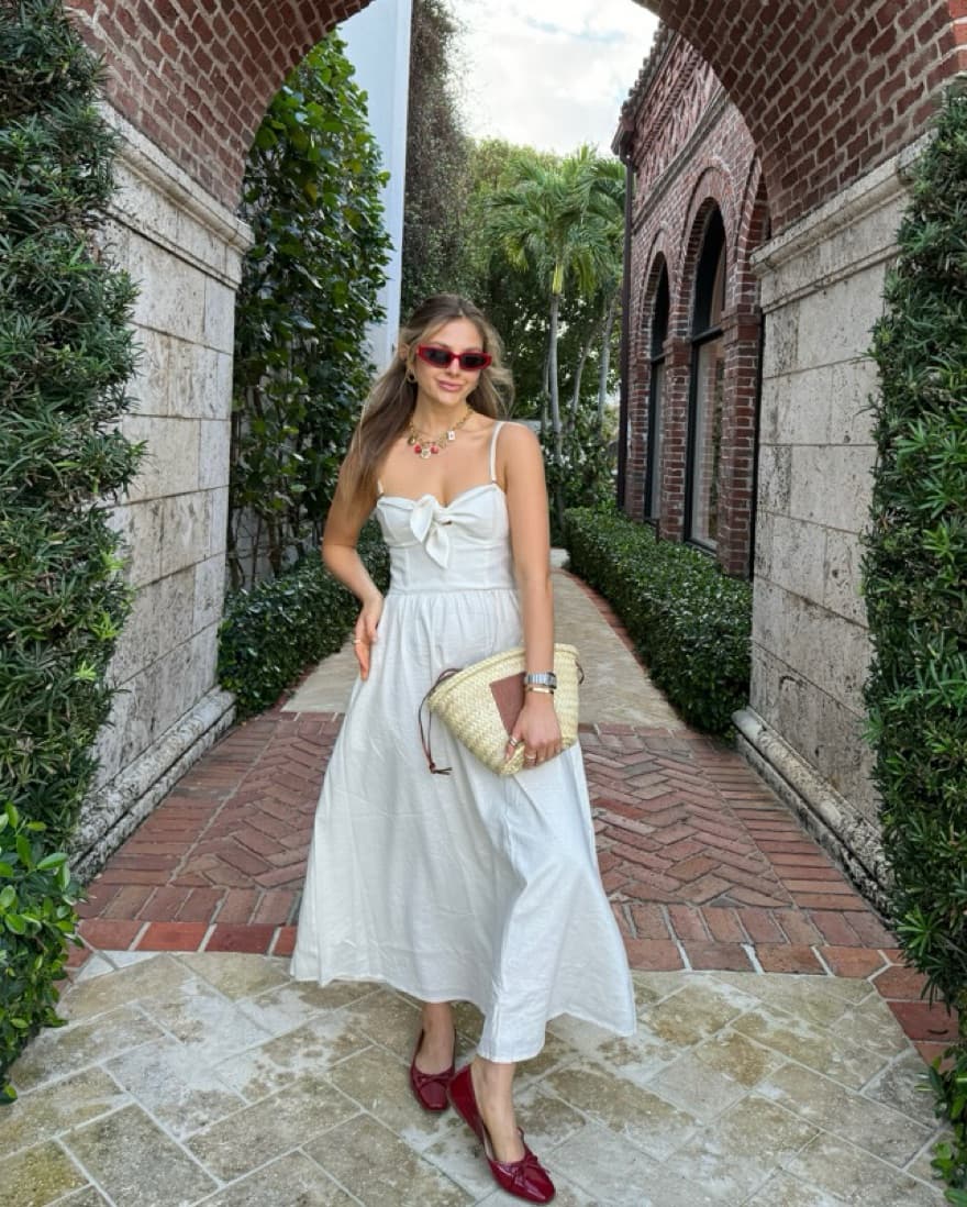 Solid & Striped Cream Bow Dress - Image 3