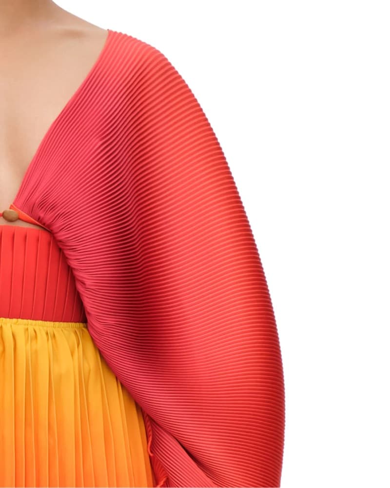 Andrea Iyamah Pleated Set in Fiery Hues - Image 3
