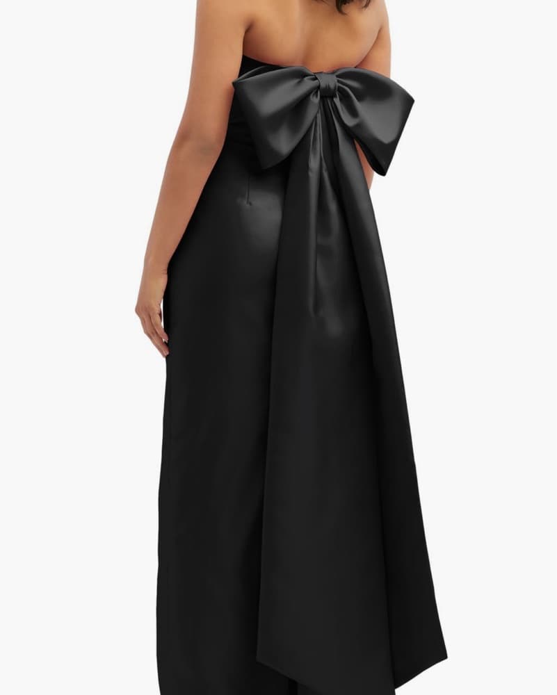 Strapless Bow Back Satin Column Gown - Image 2