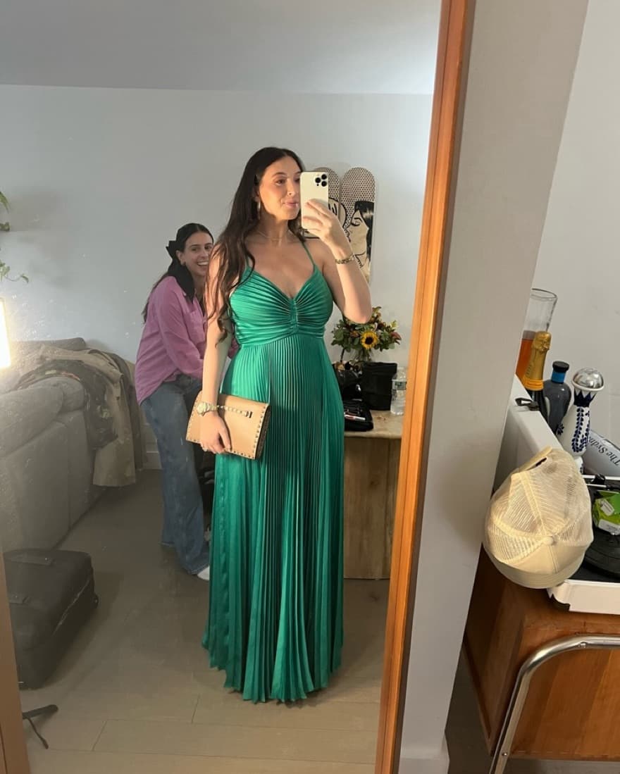 A.L.C Aries Pleated Gown Dress in Green - Image 5