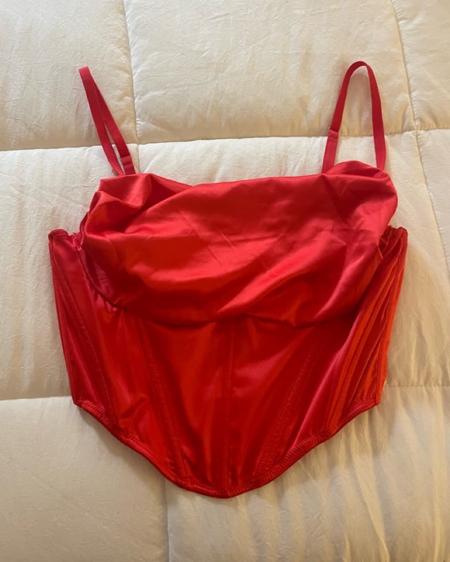UO Lexi Satin Cowl Corset Top  - Image 2